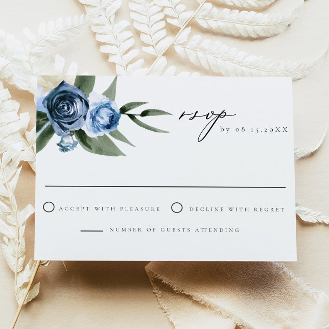Carte RSVP MILENA Dusty Blue Floral Wedding (Créateur téléchargé)