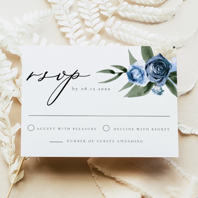 Carte RSVP MILENA Dusty Blue Floral Wedding (Créateur téléchargé)
