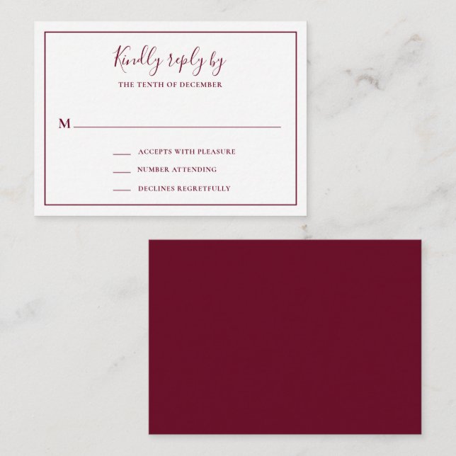 Carte RSVP mini-mariage traditionnel en Bourgogne (Devant / Derrière)