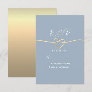 Carte RSVP minimal moderne Dusty Blue Wedding