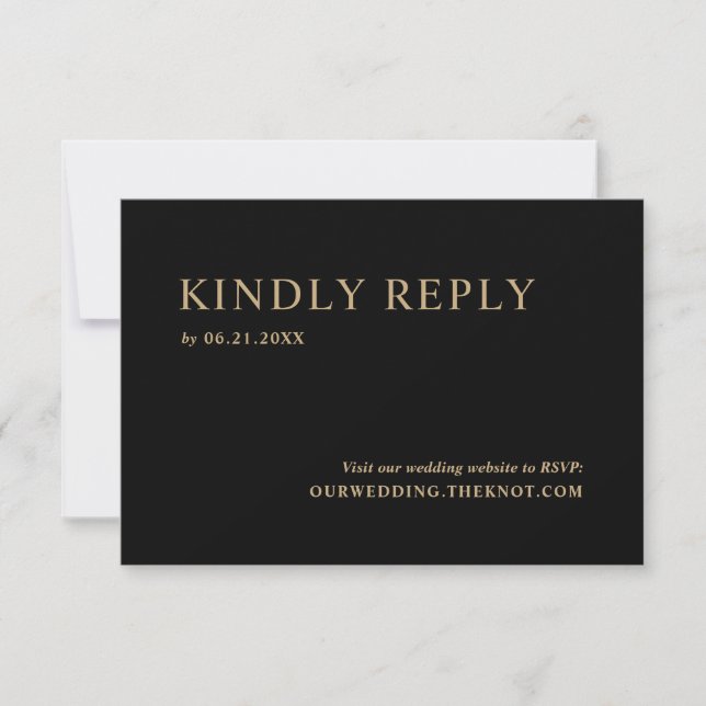 Carte RSVP minimal Noir de mariage moderne (Devant)