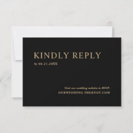 Carte RSVP minimal Noir de mariage moderne