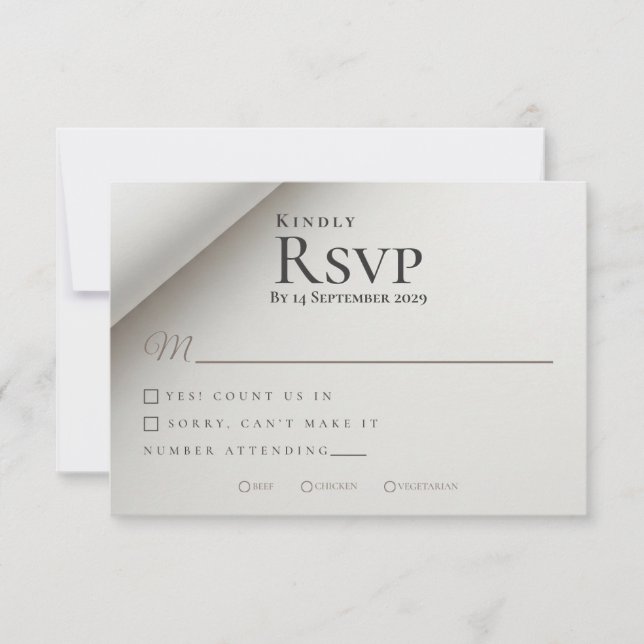 Carte RSVP minimal plié Shadow Modern Wedding (Devant)