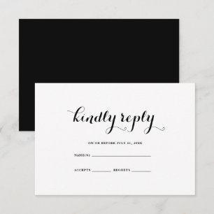 Carte RSVP minimale Noir Noir Mariage