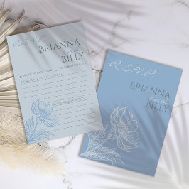 Carte RSVP minimaliste Blue Floral Wedding