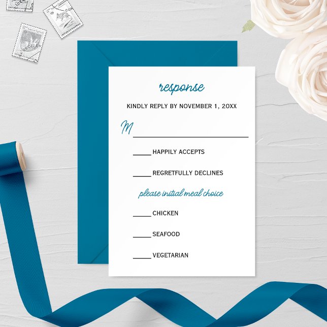 Carte RSVP minimaliste de mariage de neige bleue (Créateur téléchargé)