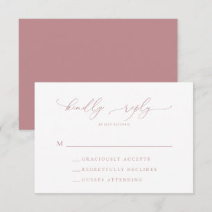 Carte RSVP minimaliste de mariage Dusty Rose