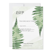Carte RSVP minimaliste de mariage vert de foune