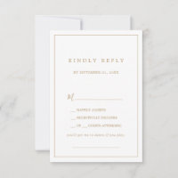 Carte RSVP minimaliste de typographie or