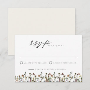 Carte RSVP minimaliste Fleur sauvage d'aquarelle M