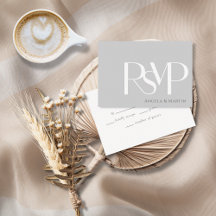 Carte RSVP minimaliste gris clair blanc