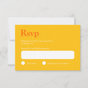Carte RSVP minimaliste Jaune clair et orange