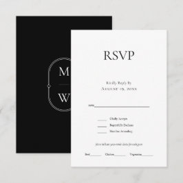 Carte RSVP minimaliste Monogramme Noir Blanc Maria