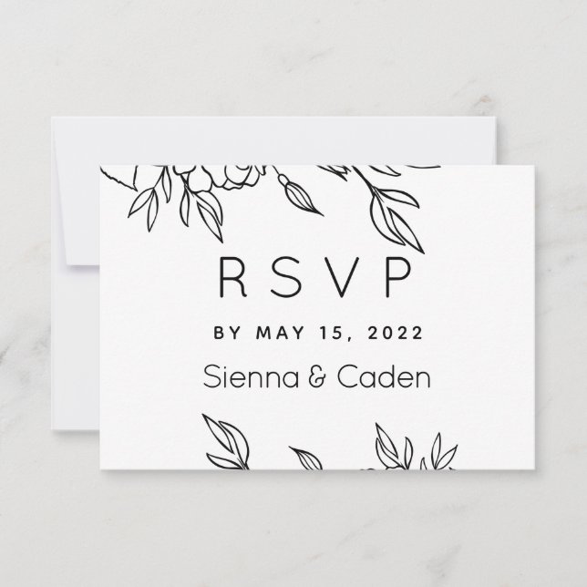 Carte RSVP minimaliste pour Mariage blanc (Devant)