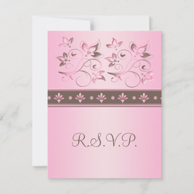 Carte RSVP Mocha et rose Floral (Devant)