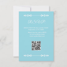 Carte RSVP moderne bleu clair et blanc