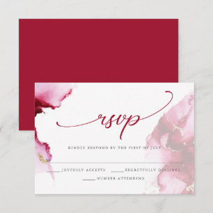 Carte RSVP moderne Crimson Scarlet rouge Aquarelle