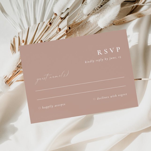 Carte RSVP moderne et élégante Dusty Blush Rose (Créateur téléchargé)