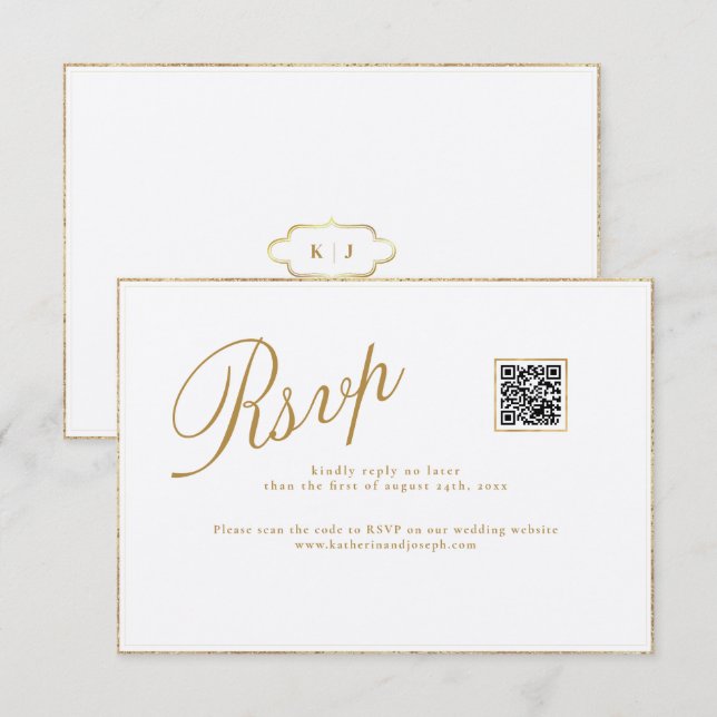 CARTE RSVP MODERNE ET ROMANTIQUE DE MARIAGE CALLIG (Devant / Derrière)