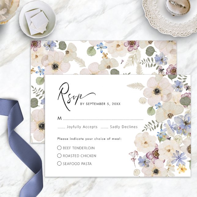 Carte RSVP moderne Floral Botanique (Modern Boho Floral Botanical Meal RSVP Card by Painted Paperie
)