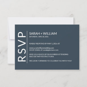 Carte RSVP moderne minimaliste bleu marine