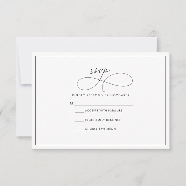 Carte RSVP moderne noir et blanc (Devant)