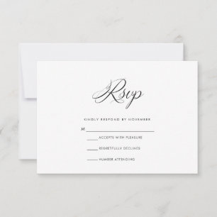 Carte RSVP moderne noir et blanc
