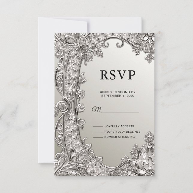 Carte RSVP moderne ornée d'argent (Devant)