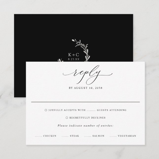 Carte RSVP moderne sophistiquée pour votre Mariage (Devant / Derrière)