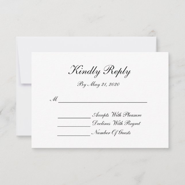 Carte RSVP Monogram - Noir & Blanc (Devant)