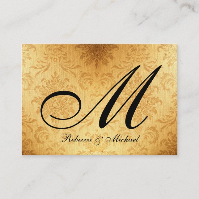 Carte RSVP Monogramme Or vintage (Devant)
