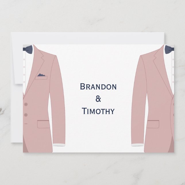 Carte RSVP Monogramme Rose et Blue Gay Wedding (Dos)