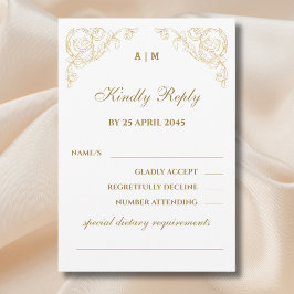 Carte RSVP Monogramme Vintage de mariage baroque
