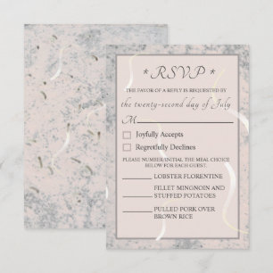 Carte RSVP monographie de marbre gris et de pêche