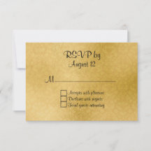 Carte RSVP Motif Gold Wedding