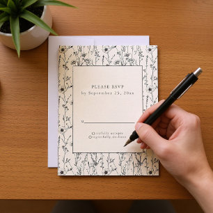 Carte RSVP motif joli fleur sauvage sans faille