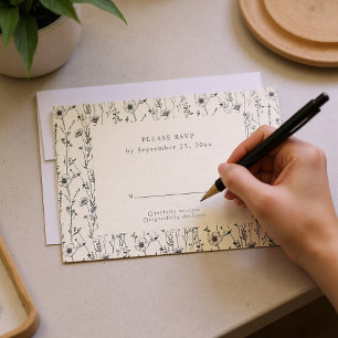 Carte RSVP motif sans couture fleur sauvage