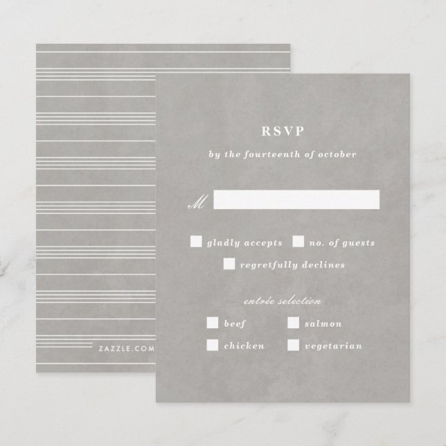 Carte RSVP Nautique À Noeud Illustré - Gris (Devant / Derrière)