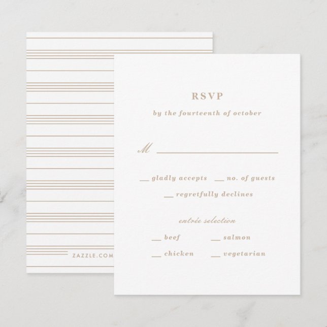 Carte RSVP Nautique À Noeud Illustré - Tan (Devant / Derrière)