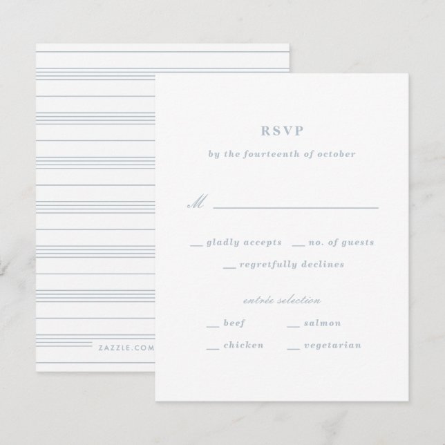 Carte RSVP Nautique de noeud illustrée - Bleu (Devant / Derrière)