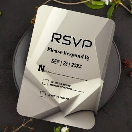 Carte Rsvp Neutre Géométrique Moderne Style Argent