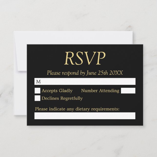 Carte RSVP Noir Beige Mariage (Devant)