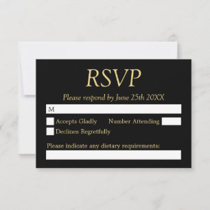 Carte RSVP Noir Beige Mariage