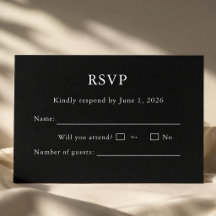 Carte RSVP Noir et Blanc Modifiable 