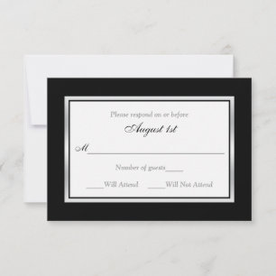 Carte RSVP Noir et Blanc Silvertone