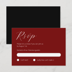 Carte RSVP noire et rouge chic