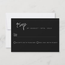 Carte RSVP noire minimaliste