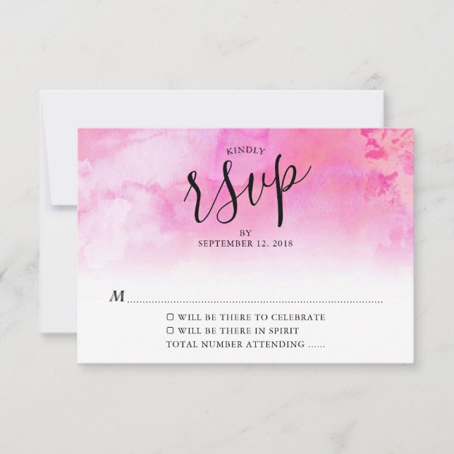 Carte RSVP Ombre Watercolor Wedding - Rose (Devant)