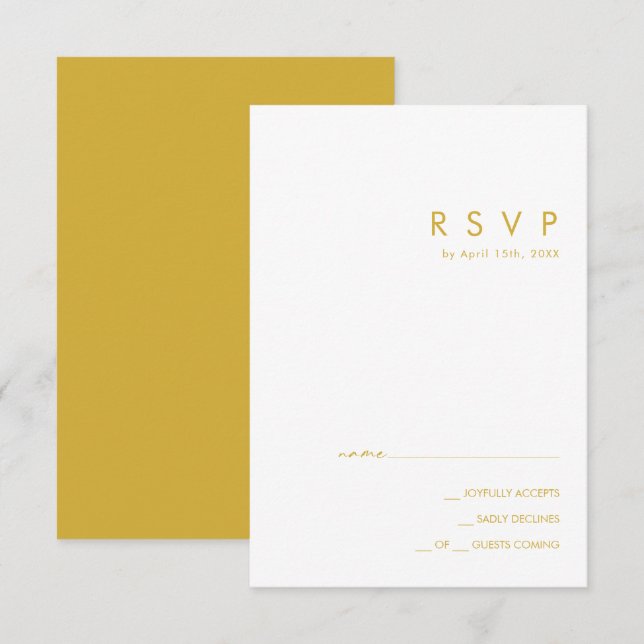 Carte RSVP Or Minimaliste Moderne (Devant / Derrière)