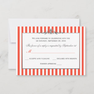 Carte RSVP Orange, Blanc, Argent Défilé